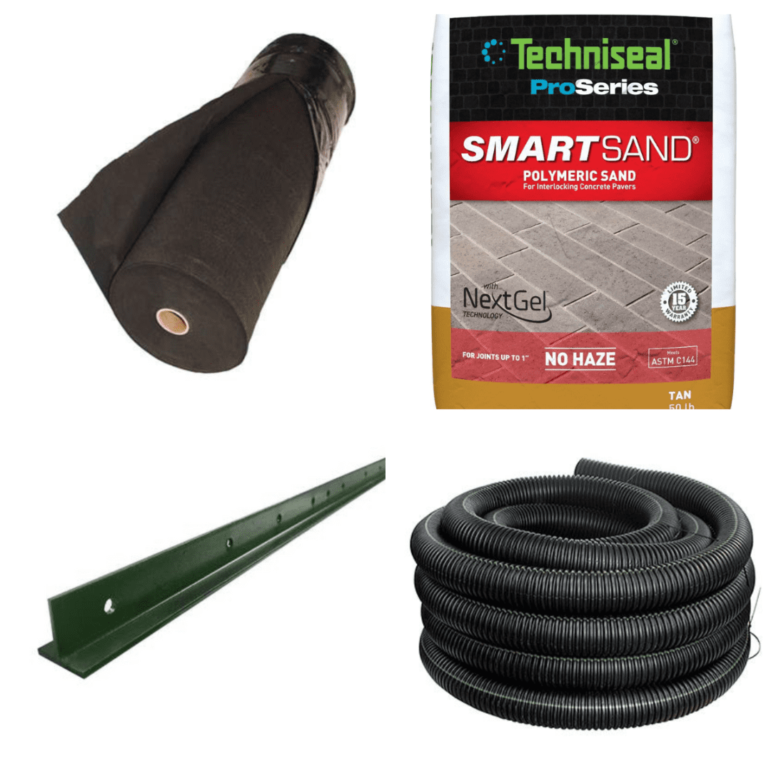 Landscaping supplies and accessories available at Ridge Soils, including filter fabric, edging, drainage, and more